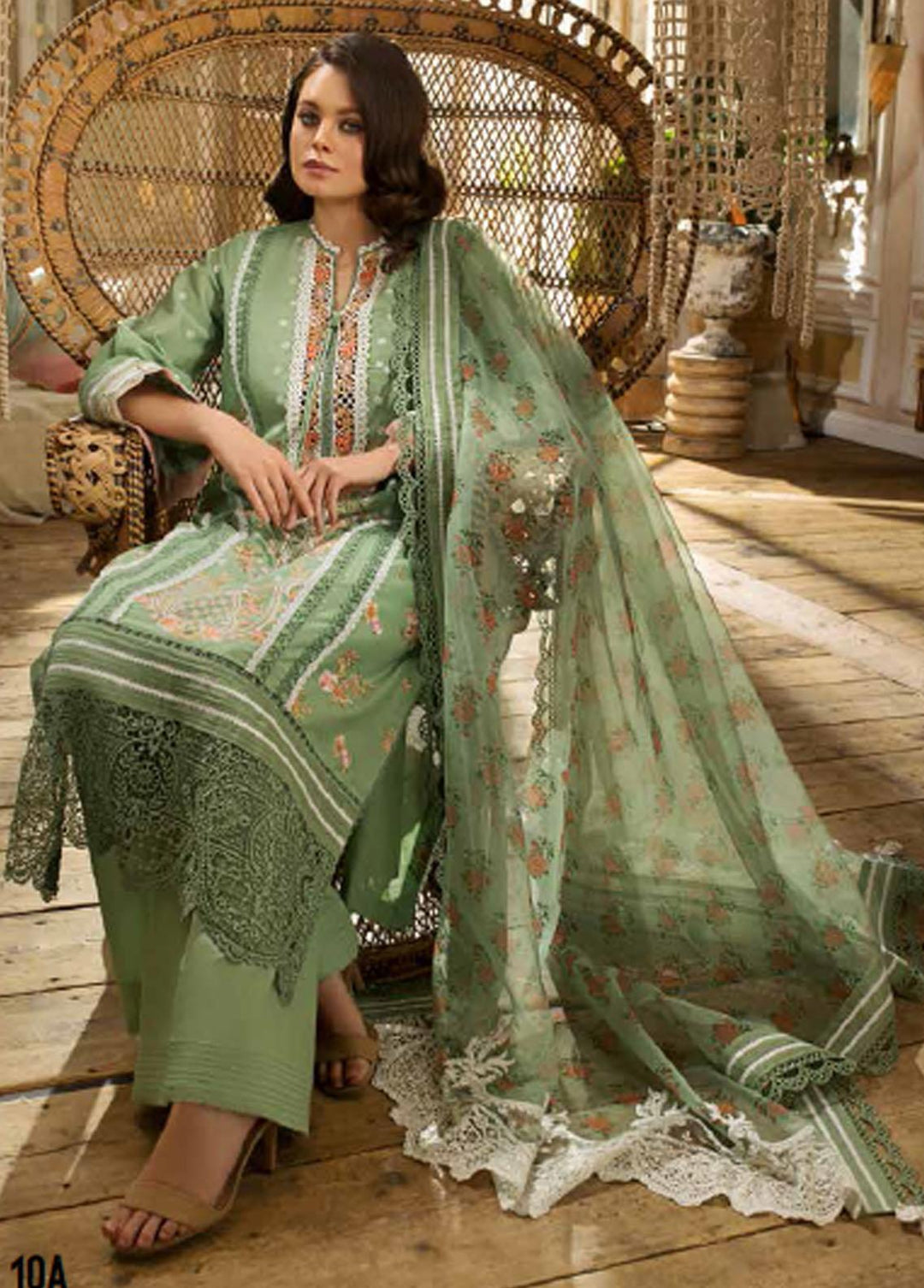 Sobia Nazir Embroidered Lawn Suits Unstitched 3 Piece SN23EL 10A - Luxury Collection