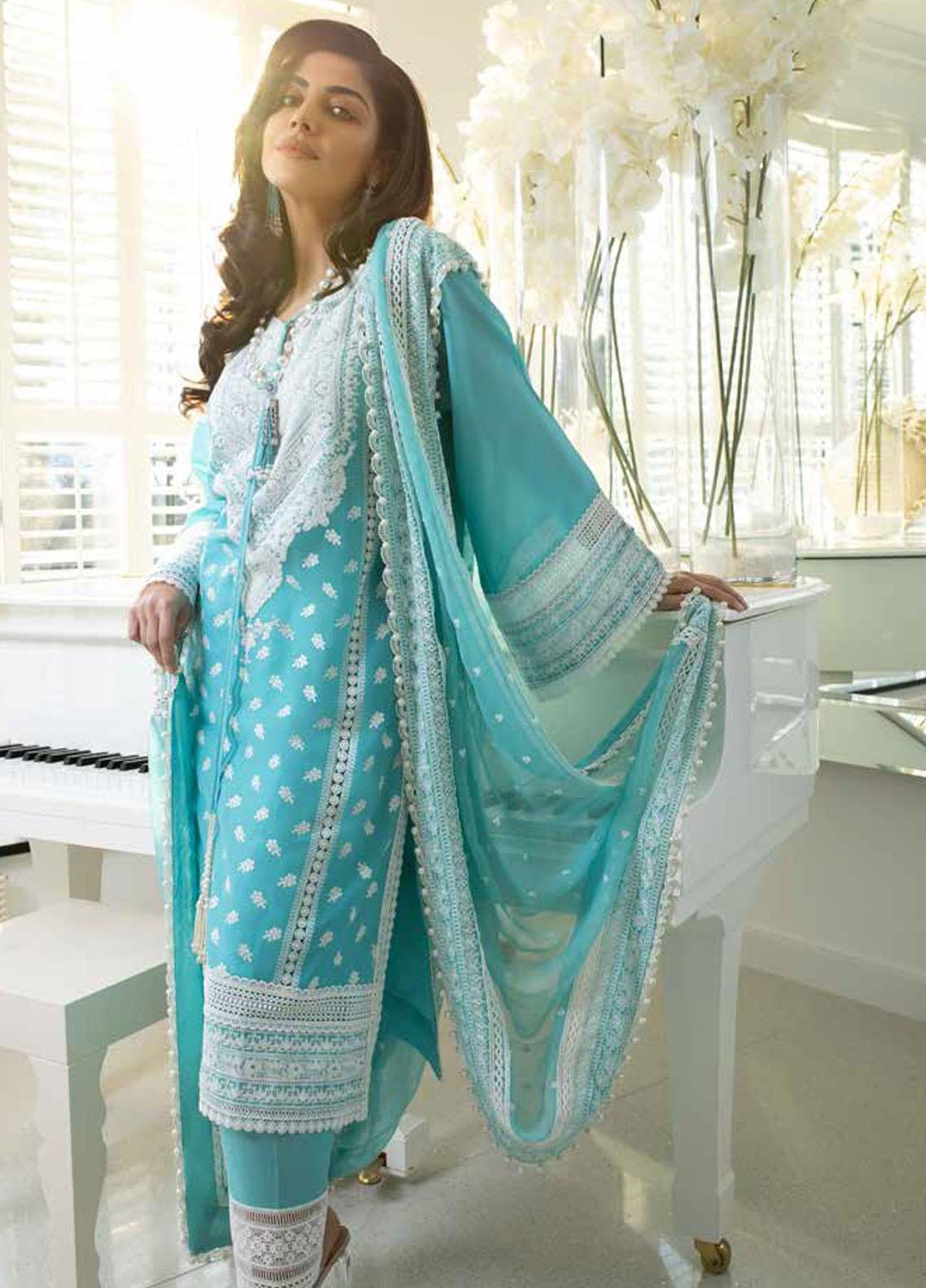 Sobia Nazir Embroidered Lawn Suits Unstitched 3 Piece SN21L 13B - Luxury Collection