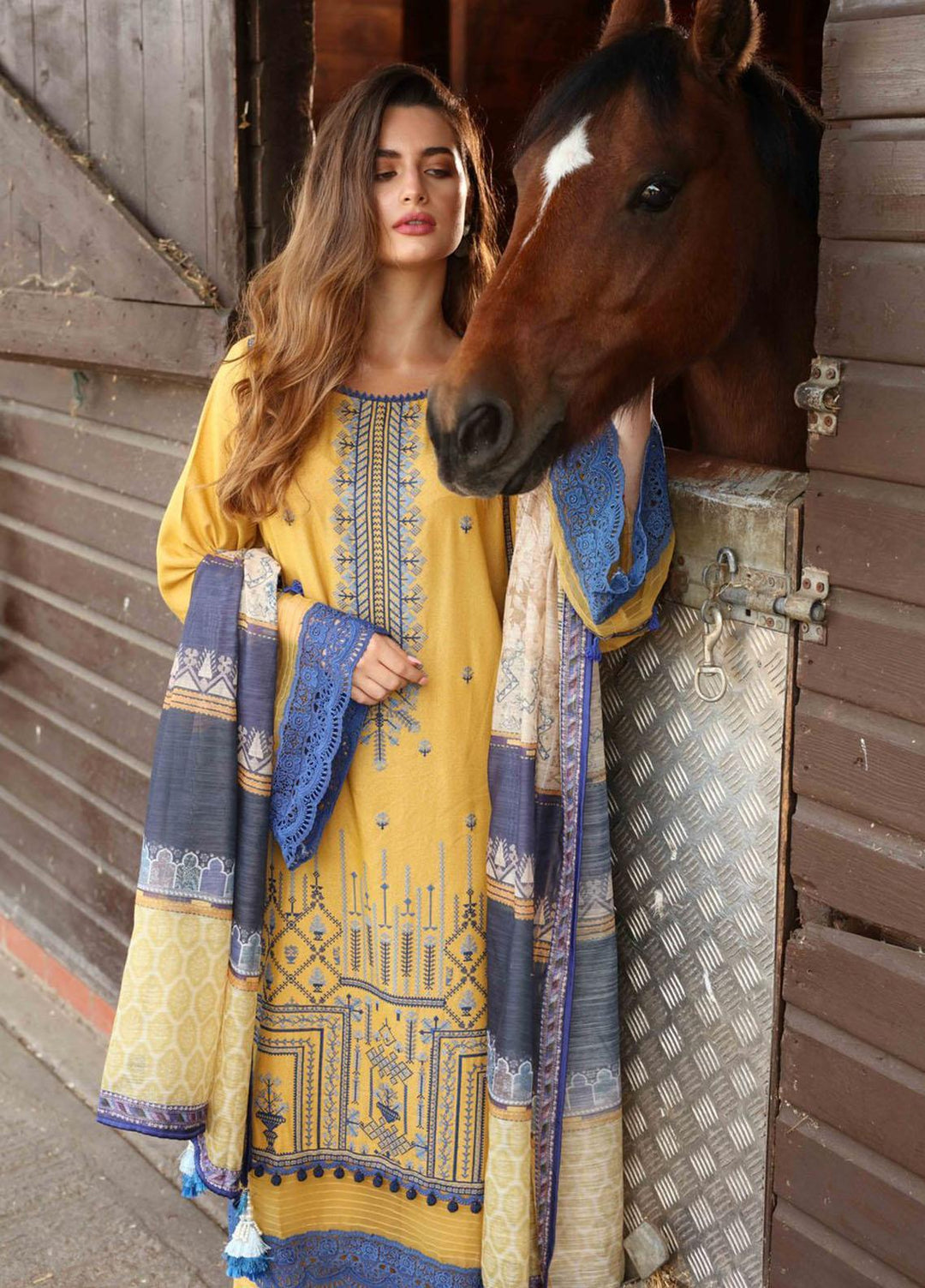 Sobia Nazir Embroidered Silk Karandi Suits Unstitched 3 Piece SN21PF D-02B - Winter Collection