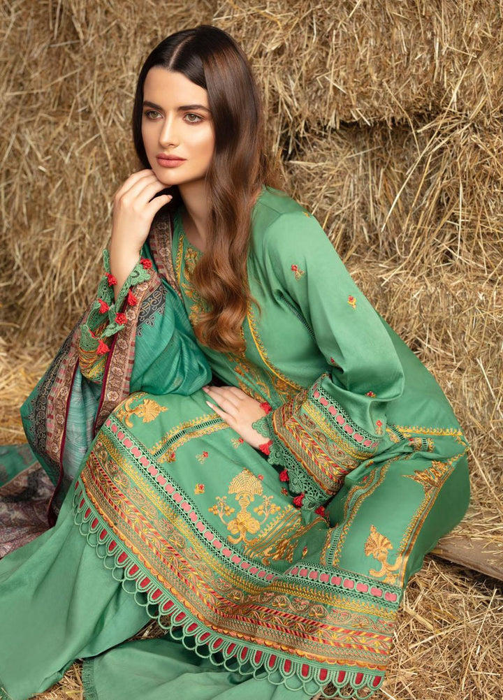 Sobia Nazir Embroidered Cotton Satin Suits Unstitched 3 Piece SN21PF D-04B - Winter Collection