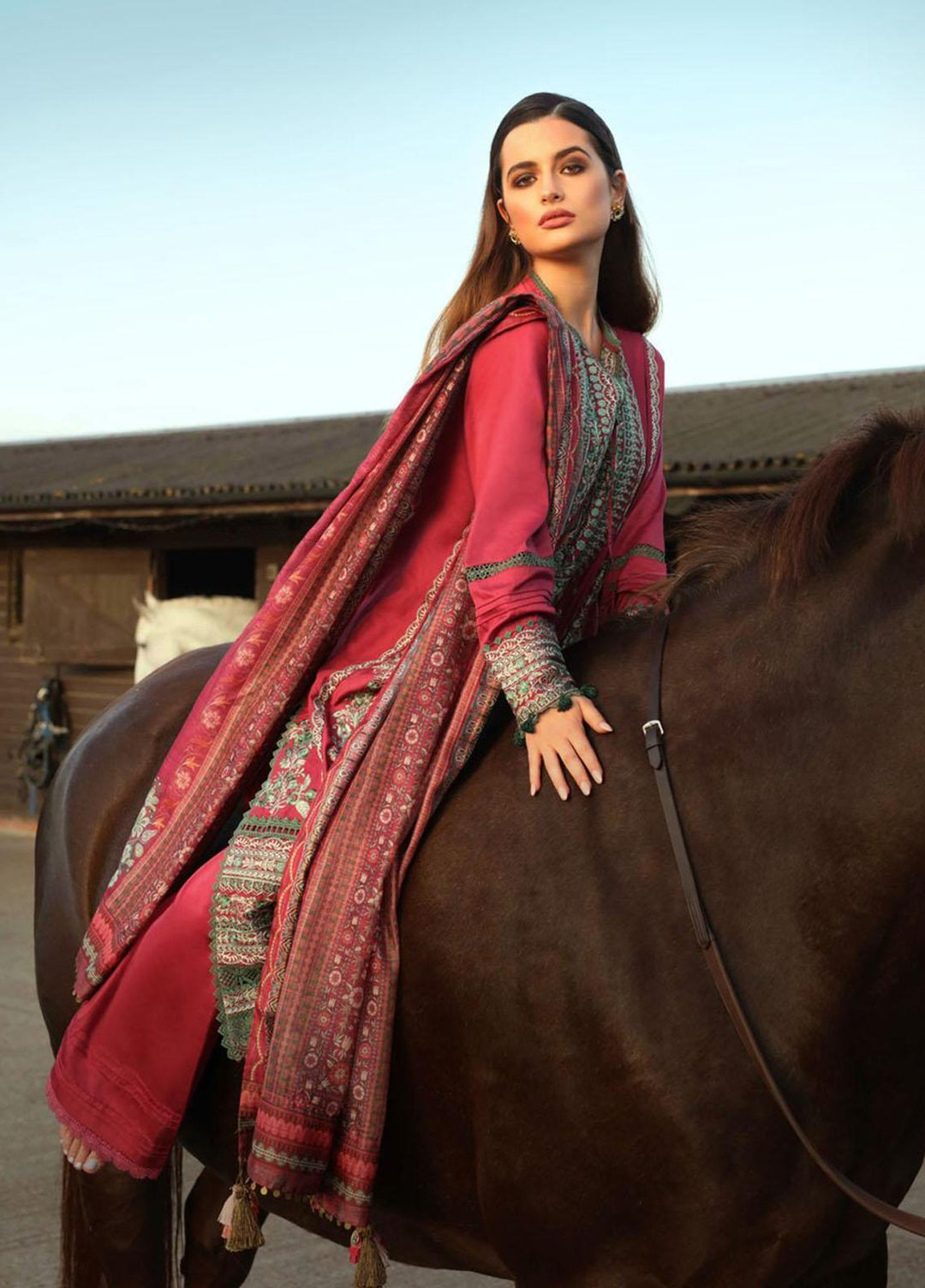 Sobia Nazir Embroidered Cotton Satin Suits Unstitched 3 Piece SN21PF D-05A - Winter Collection