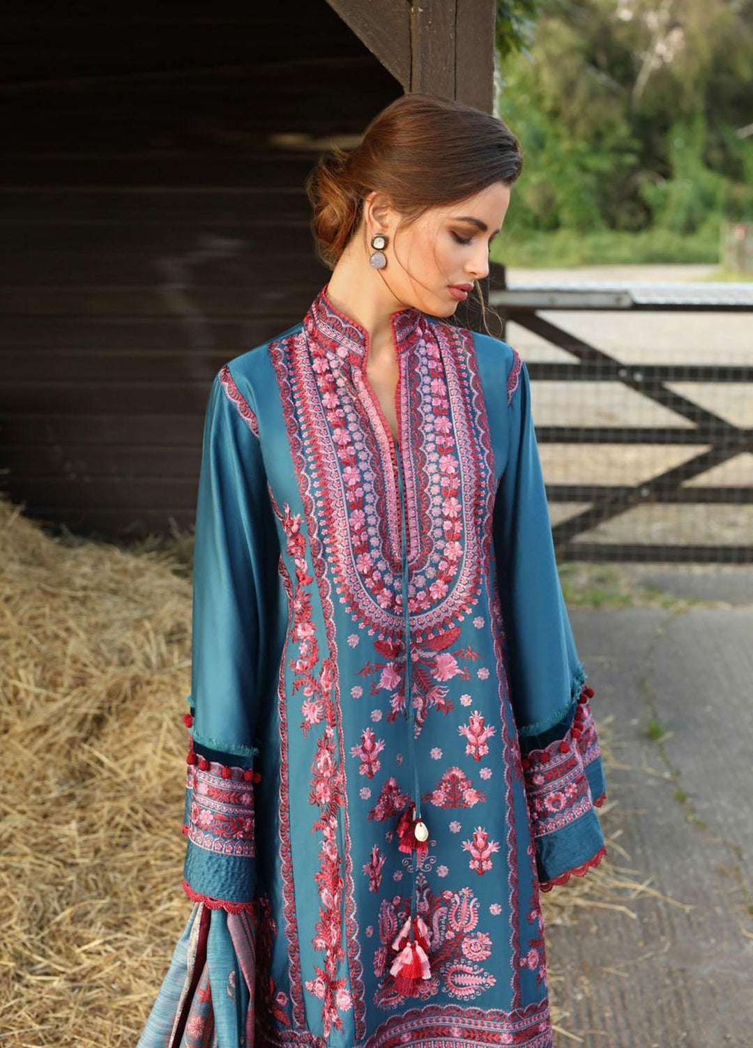 Sobia Nazir Embroidered Cotton Satin Suits Unstitched 3 Piece SN21PF D-05B - Winter Collection