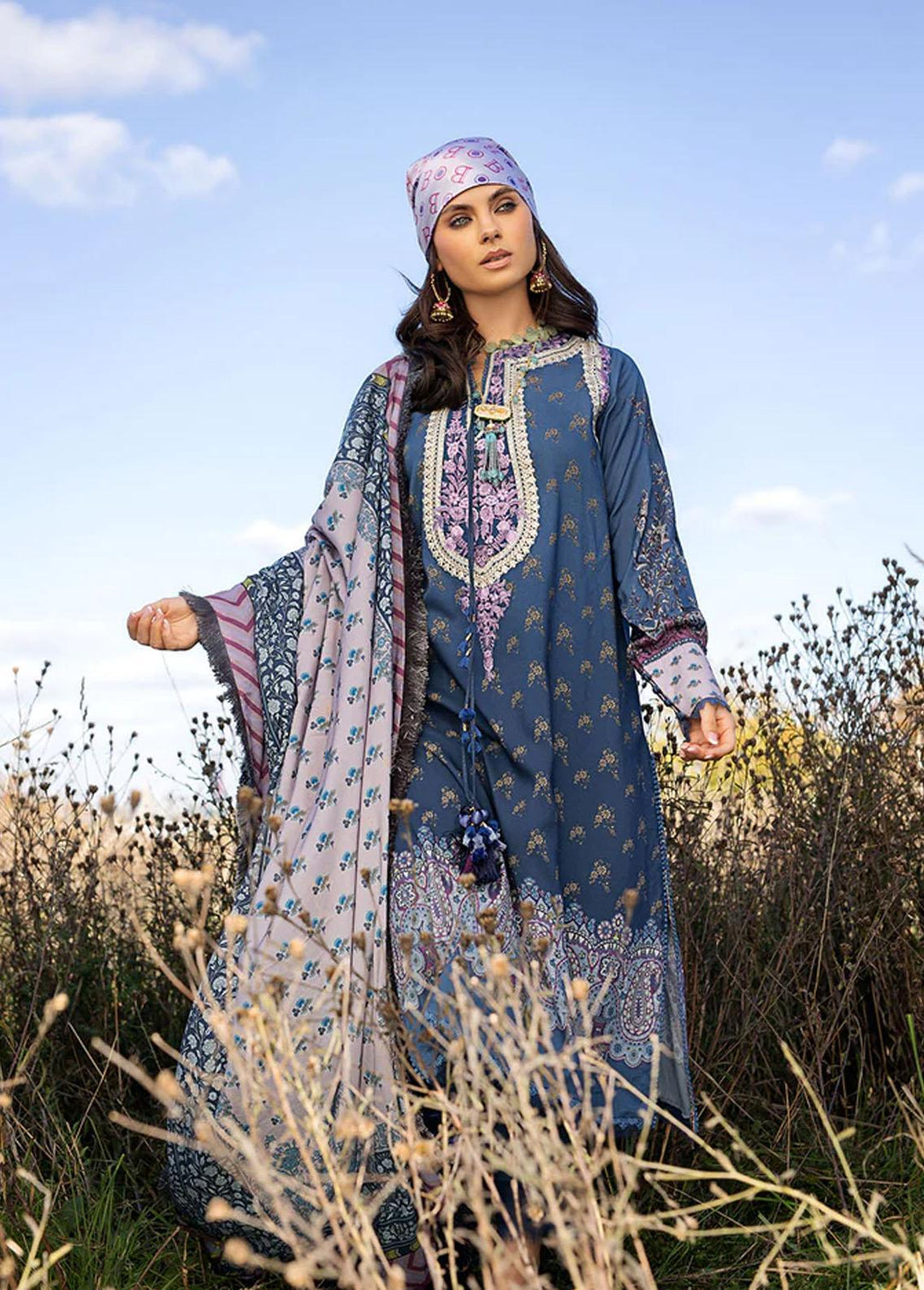 Sobia Nazir Embroidered Linen Suits Unstitched 3 Piece SN22PF 1A - Winter Collection