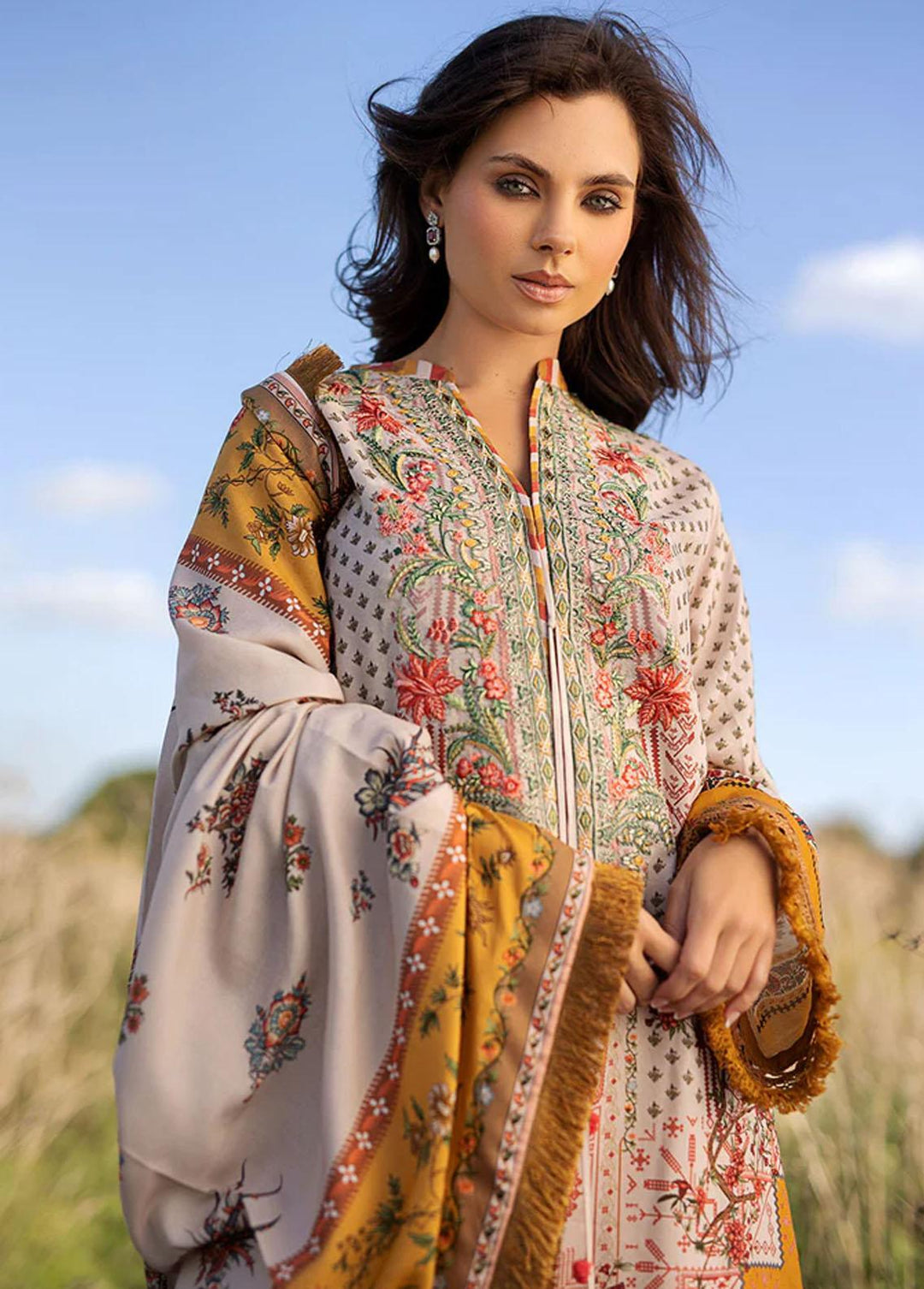Sobia Nazir Embroidered Linen Suits Unstitched 3 Piece SN22PF 3A - Winter Collection