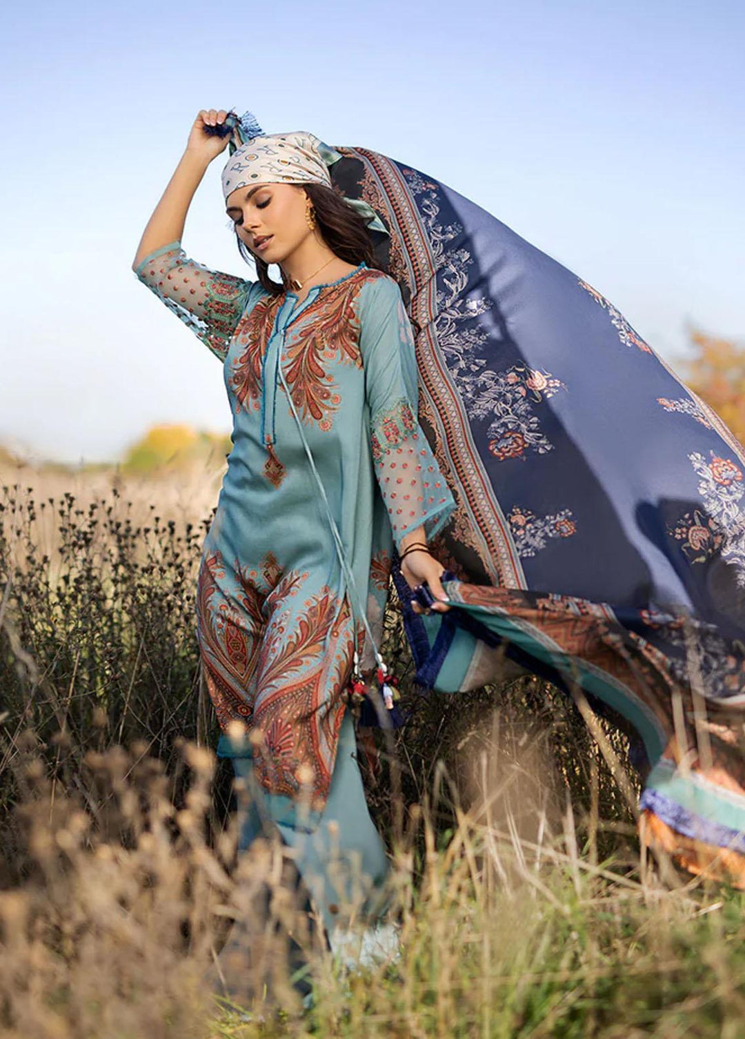 Sobia Nazir Embroidered Linen Suits Unstitched 3 Piece SN22PF 7A - Winter Collection
