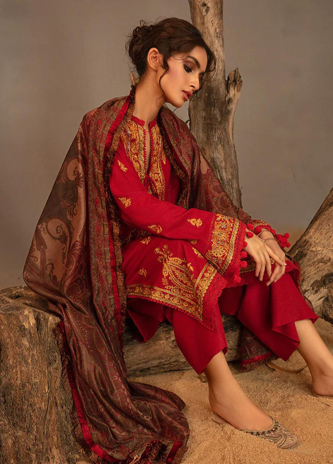 Sobia Nazir Embroidered Karandi Suits Unstitched 3 Piece SN23AW 3A - Winter Collection
