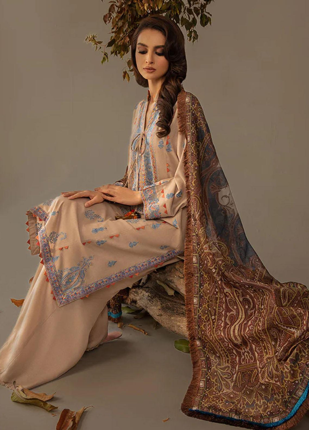 Sobia Nazir Embroidered Karandi Suits Unstitched 3 Piece SN23AW 3B - Winter Collection