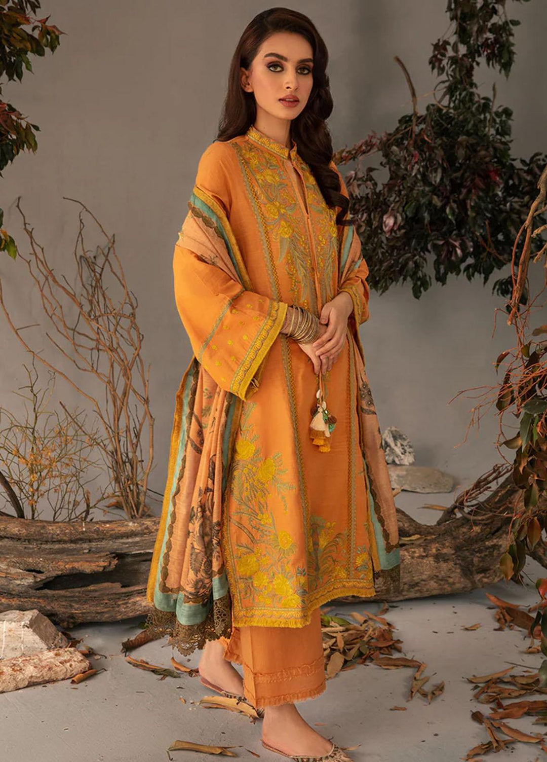 Sobia Nazir Embroidered Slub Suits Unstitched 3 Piece SN23AW 4B - Winter Collection