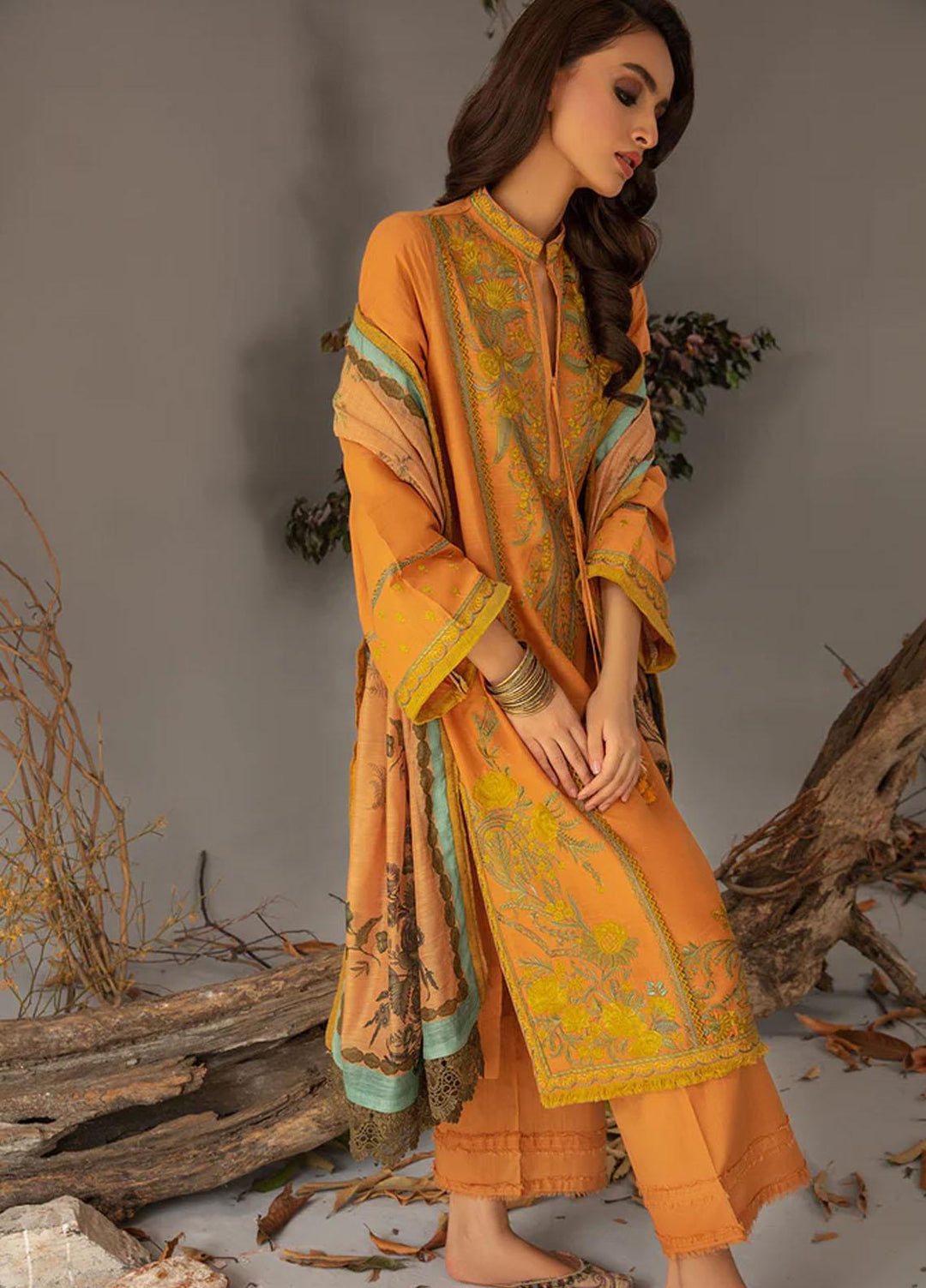 Sobia Nazir Embroidered Slub Suits Unstitched 3 Piece SN23AW 4B - Winter Collection