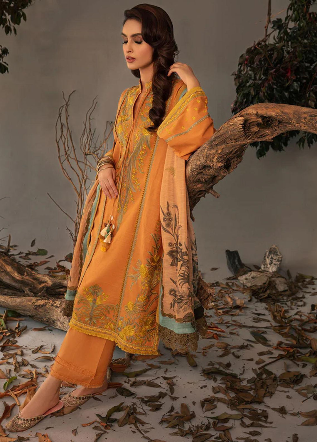Sobia Nazir Embroidered Slub Suits Unstitched 3 Piece SN23AW 4B - Winter Collection