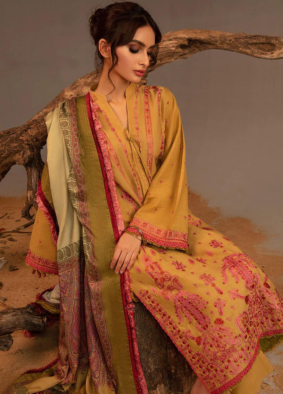 Sobia Nazir Embroidered Slub Suits Unstitched 3 Piece SN23AW 5B - Winter Collection