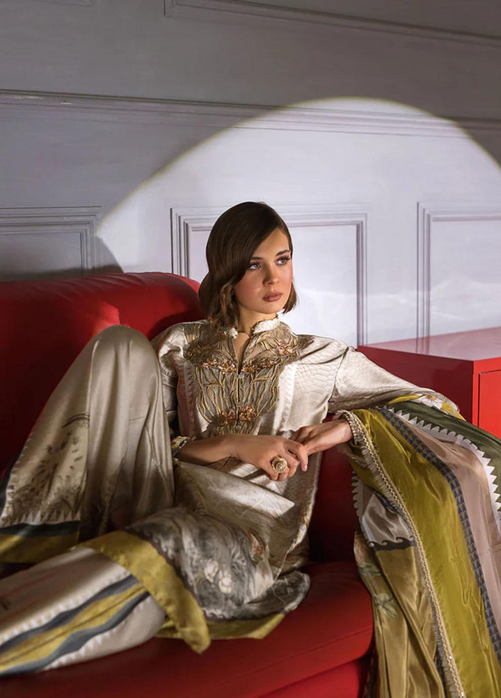 Sobia Nazir Embroidered Silk Suits Unstitched 3 Piece SN23SL-V2 S23V2-01 - Luxury Collection