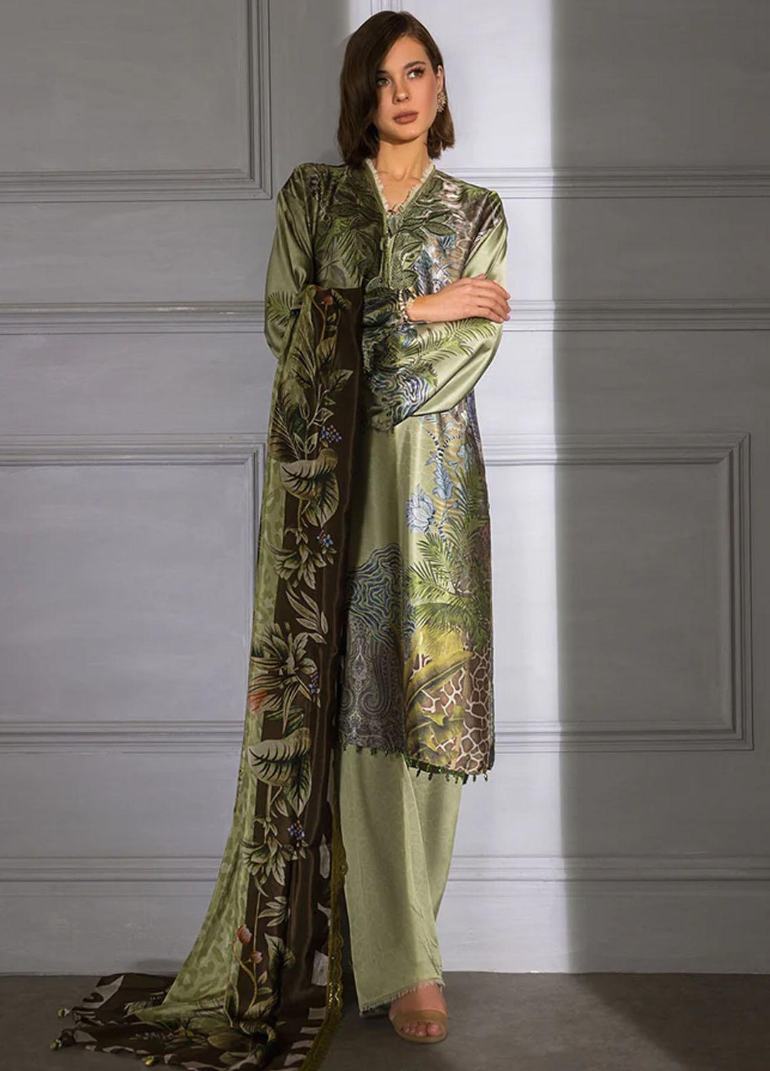 Sobia Nazir Embroidered Silk Suits Unstitched 3 Piece SN23SL-V2 S23V2-04 - Luxury Collection