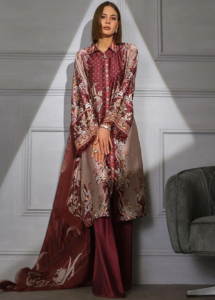 Sobia Nazir Embroidered Silk Suits Unstitched 3 Piece SN23SL-V2 S23V2-05 - Luxury Collection