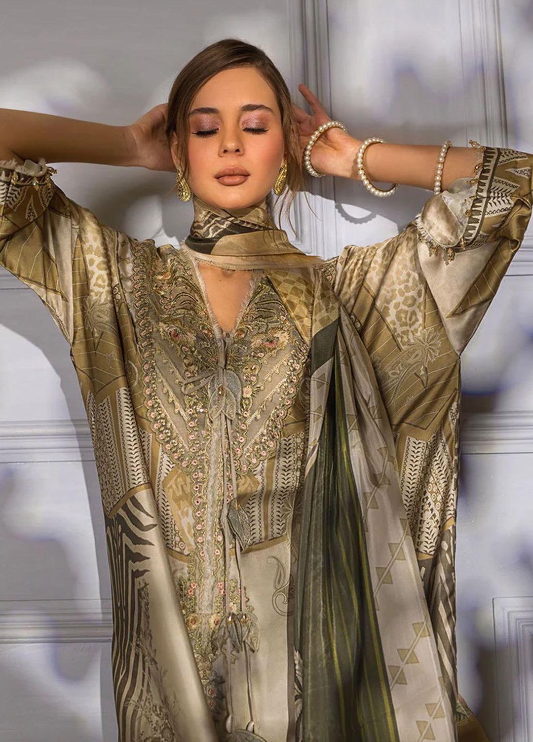 Sobia Nazir Embroidered Silk Suits Unstitched 3 Piece SN23SL-V2 S23V2-07 - Luxury Collection