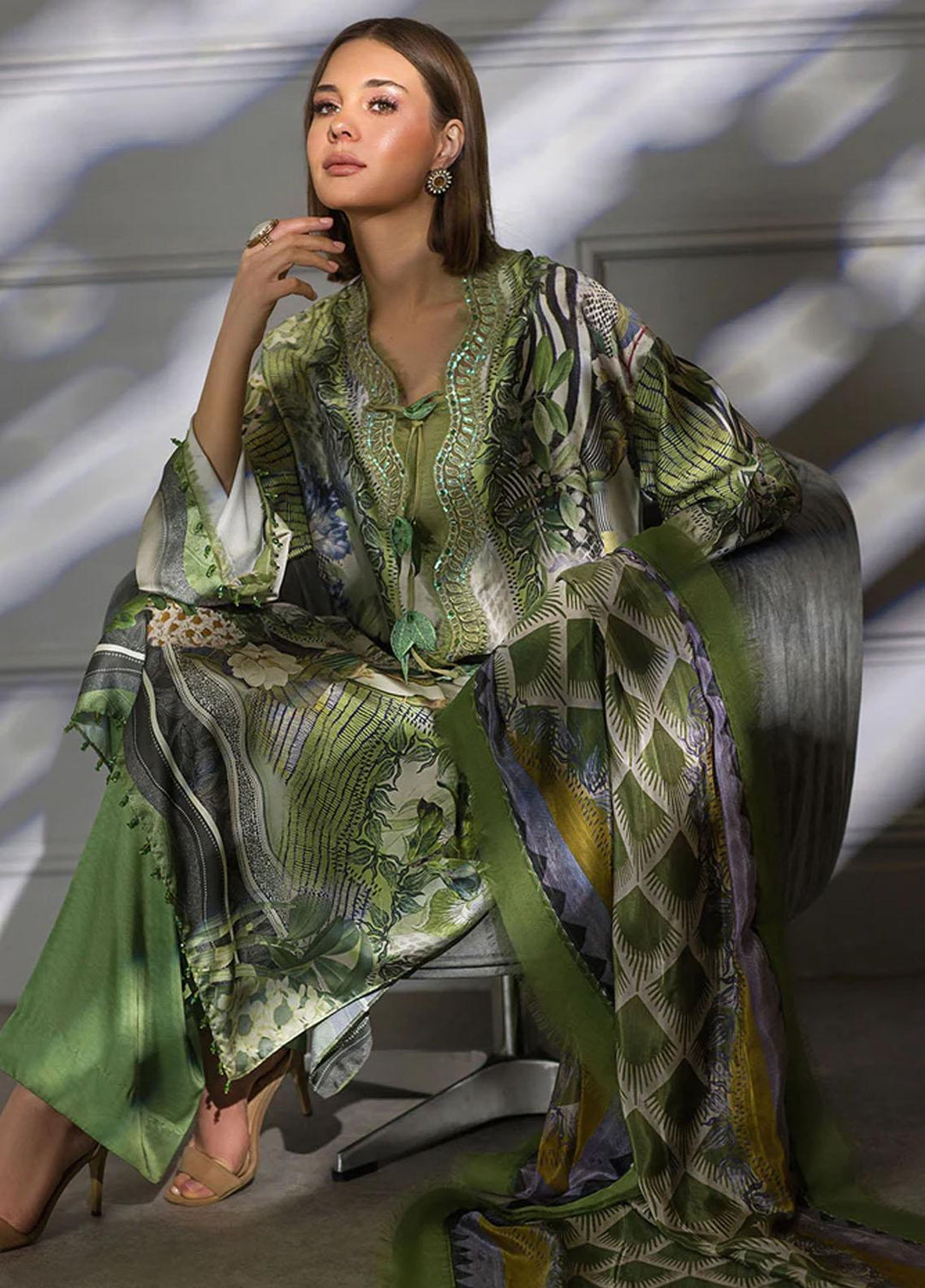 Sobia Nazir Embroidered Silk Suits Unstitched 3 Piece SN23SL-V2 S23V2-10 - Luxury Collection