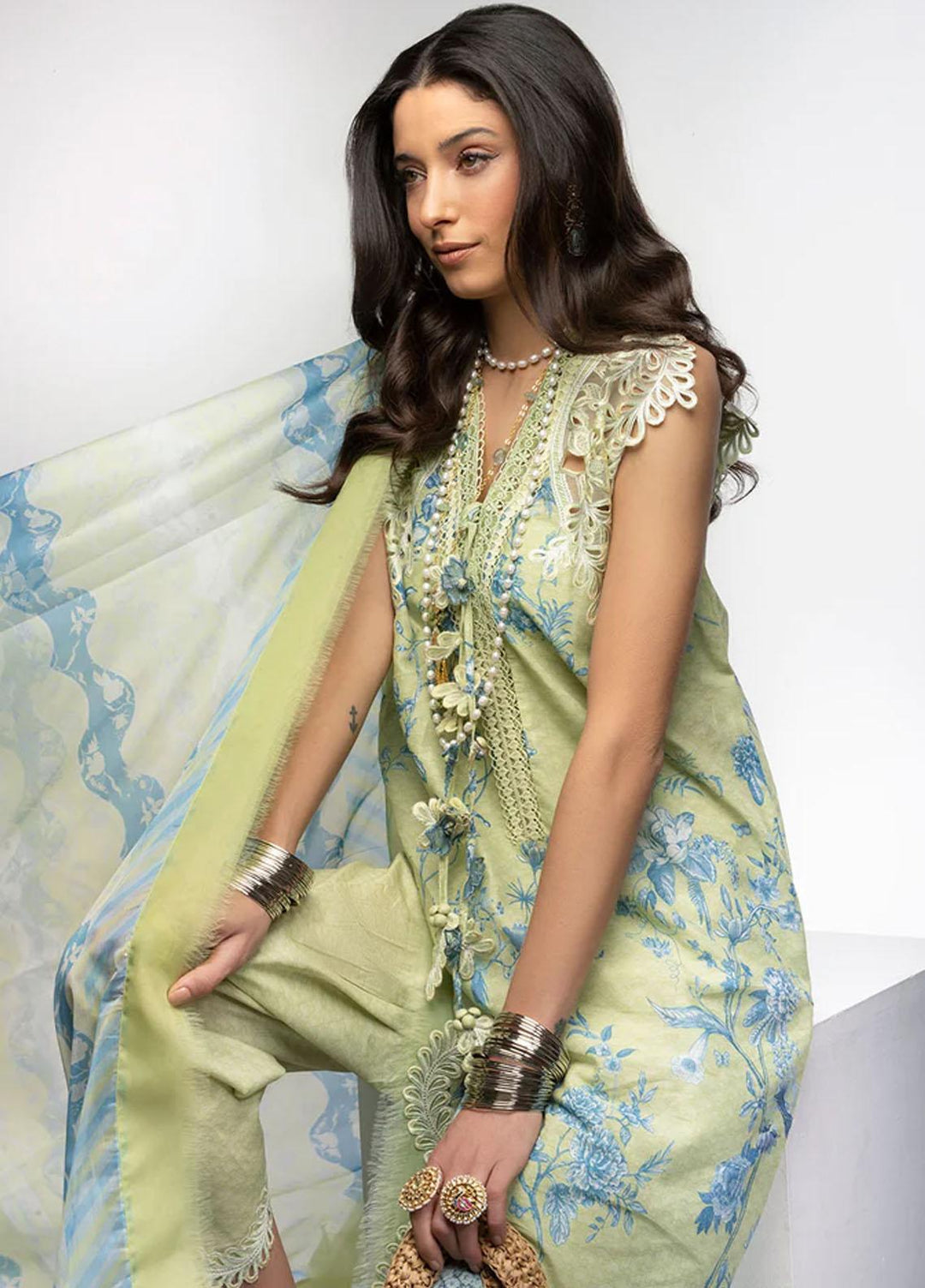 Sobia Nazir Embroidered Lawn Suits Unstitched 3 Piece SN23V 5A - Summer Collection