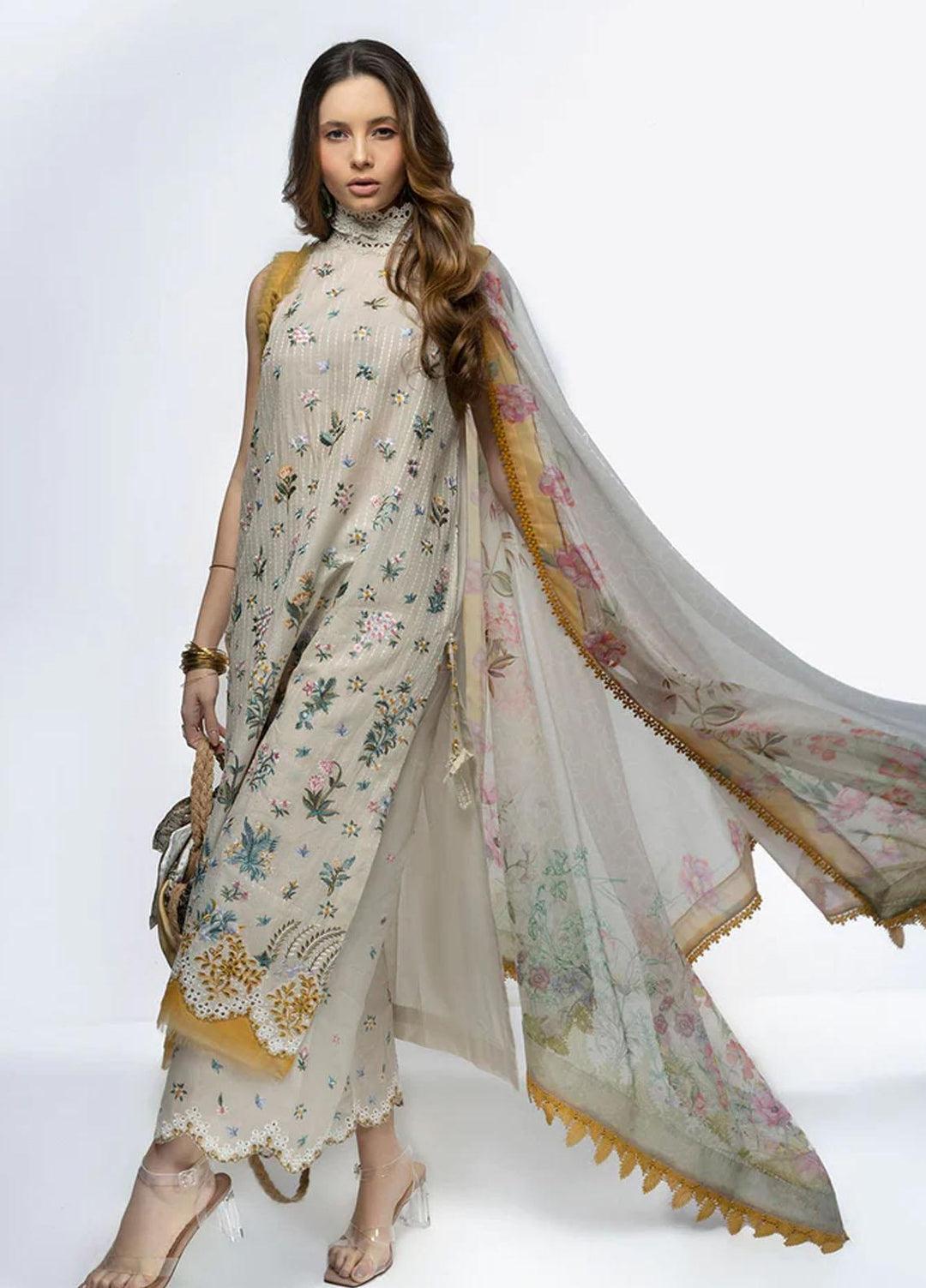 Sobia Nazir Embroidered Lawn Suits Unstitched 3 Piece SN23V 8B - Summer Collection