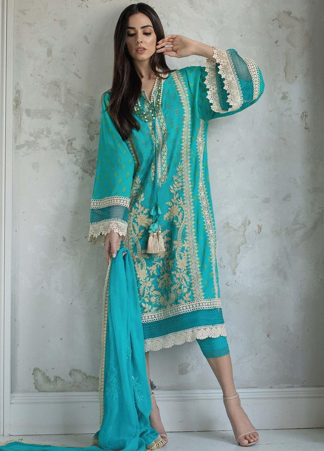 Vital By Sobia Nazir Embroidered Lawn Suits Unstitched 3 Piece SN21V 9A - Summer Collection