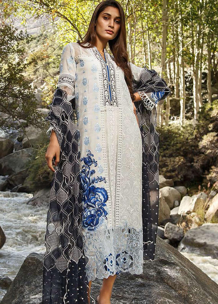 ZUNUJ Embroidered Cotton Suits Unstitched 3 Piece ZJ21SF D-01 BLUE BELL - Festive Collection