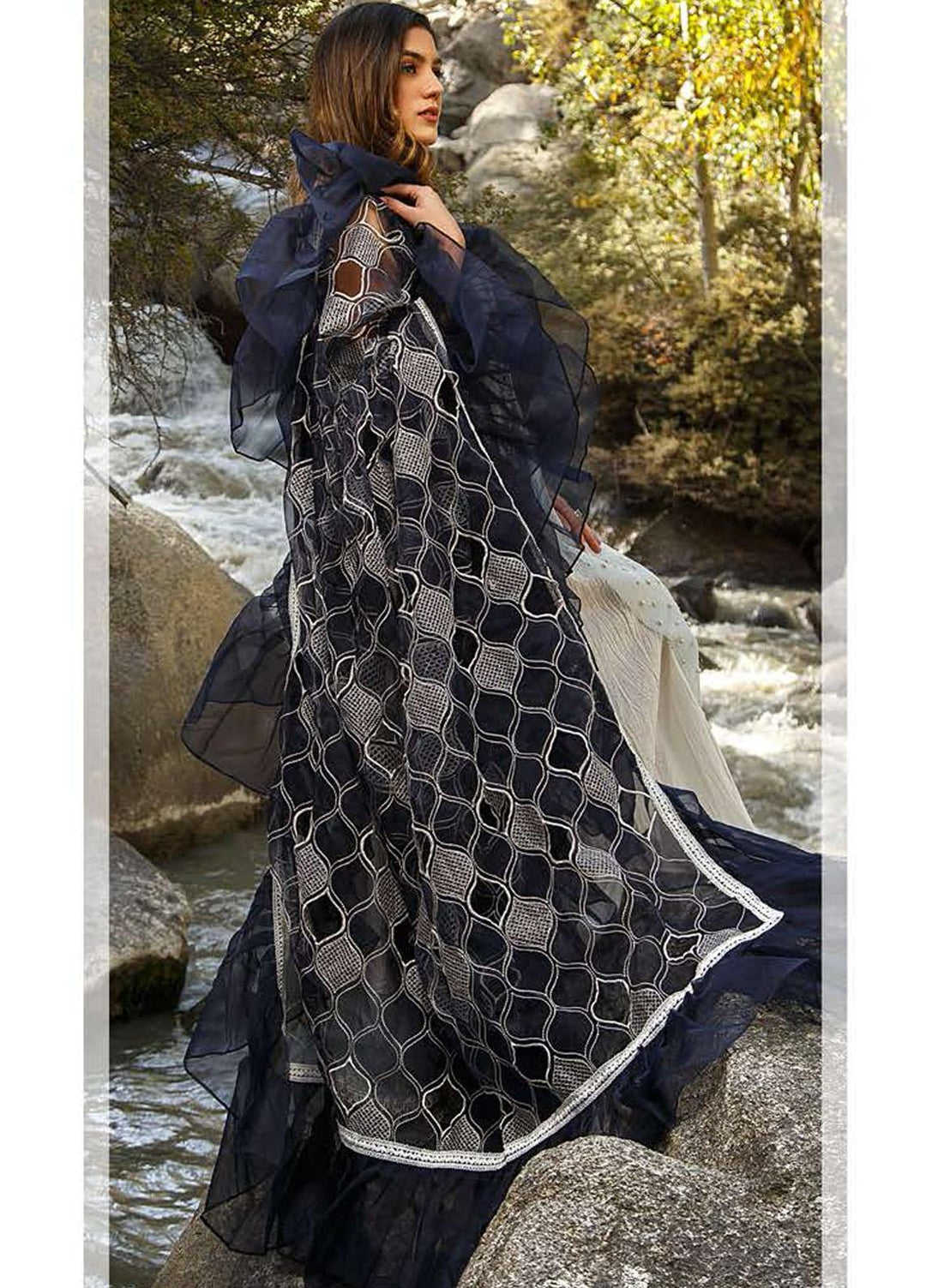 ZUNUJ Embroidered Cotton Suits Unstitched 3 Piece ZJ21SF D-01 BLUE BELL - Festive Collection