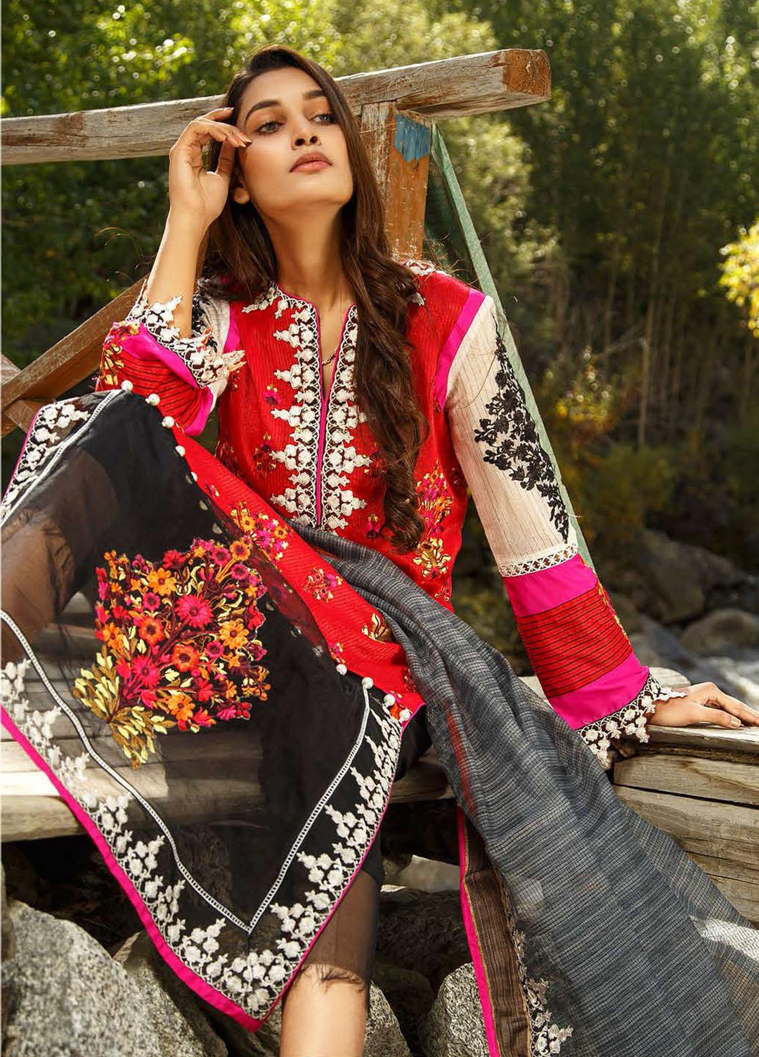 ZUNUJ Embroidered Missouri Suits Unstitched 3 Piece ZJ21SF D-02 VERBENA - Festive Collection
