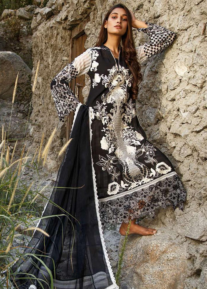ZUNUJ Embroidered Cotton Suits Unstitched 3 Piece ZJ21SF D-03 BLACK FERN - Festive Collection