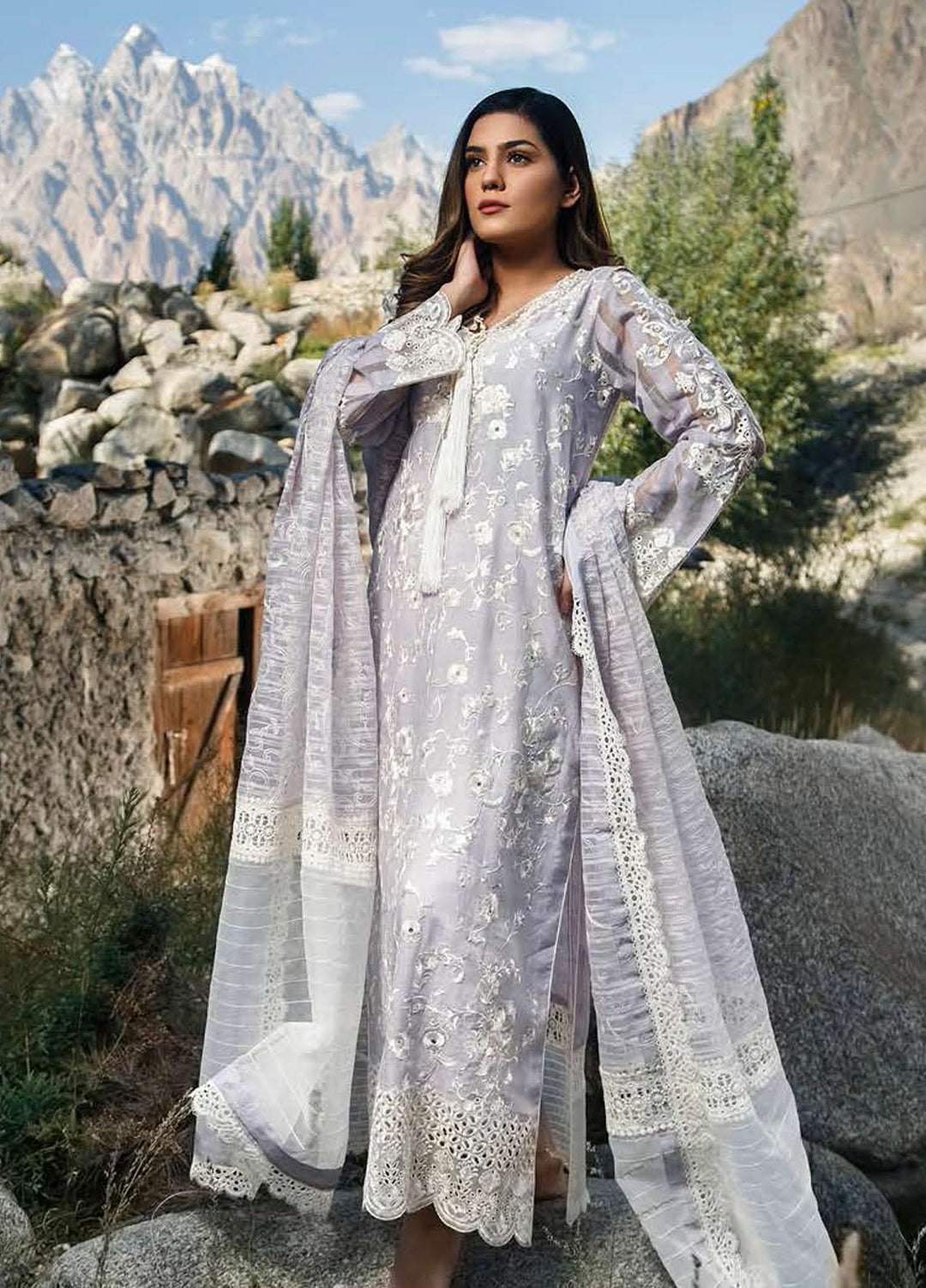 ZUNUJ Embroidered Cotton Suits Unstitched 3 Piece ZJ21SF D-04 LILAC - Festive Collection