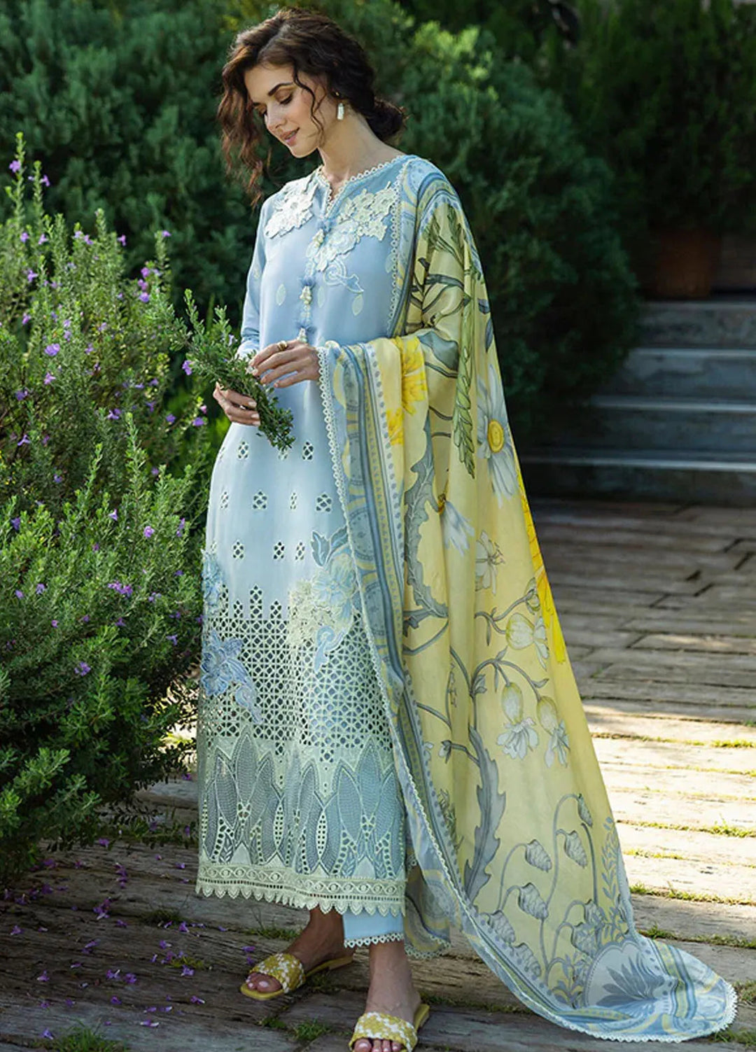 Solace Ombre by Mushq Chikankari Lawn Suit Unstitched 3 Piece MQ25SO D-05 Intesa - Summer Collection