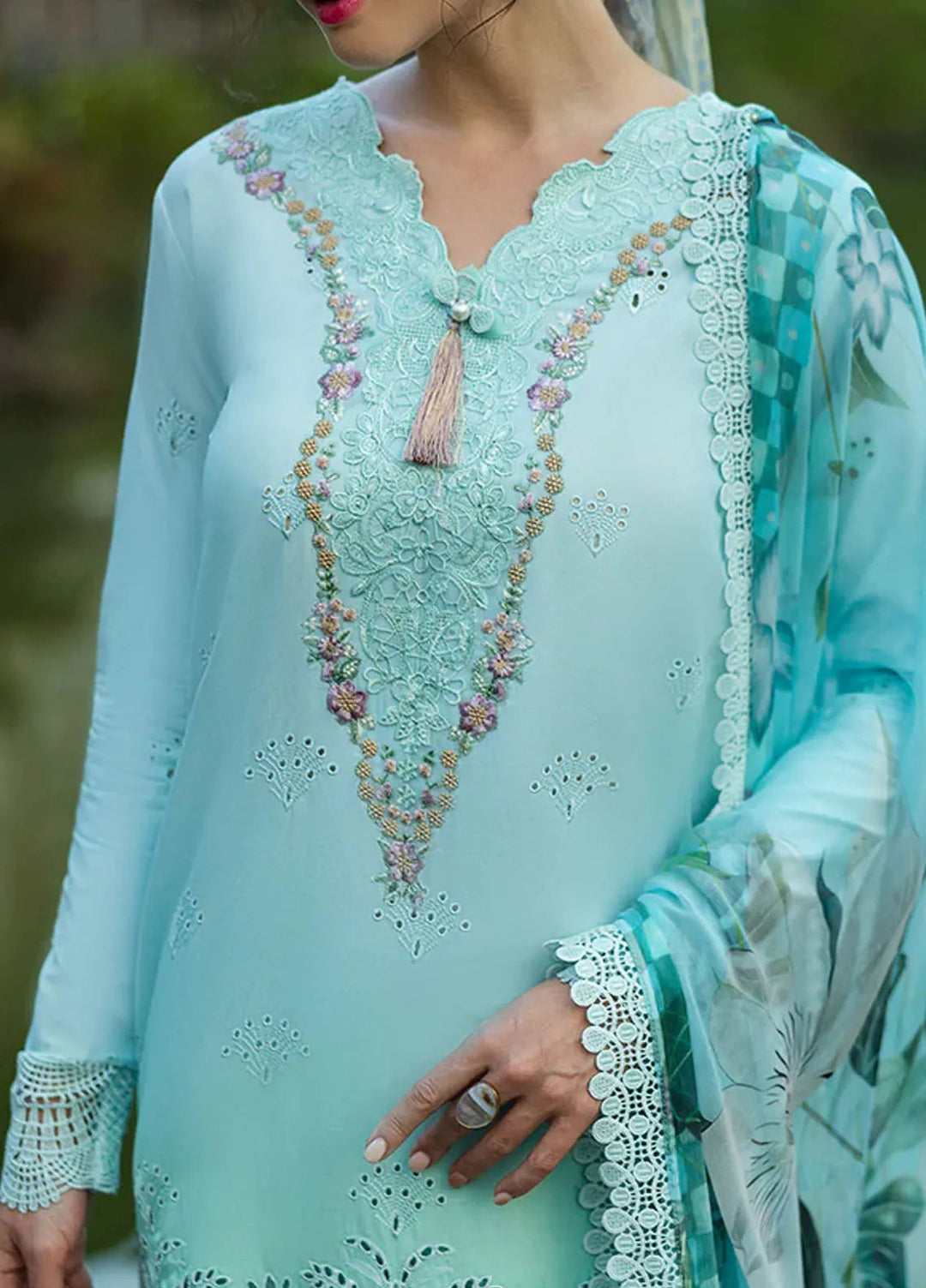 Solace Ombre by Mushq Chikankari Lawn Suit Unstitched 3 Piece MQ25SO D-06 Famiglia - Summer Collection