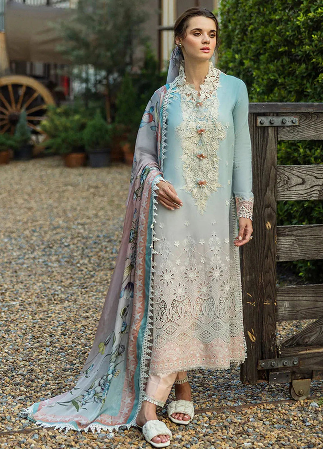 Solace Ombre by Mushq Chikankari Lawn Suit Unstitched 3 Piece MQ25SO D-10 Casa - Summer Collection