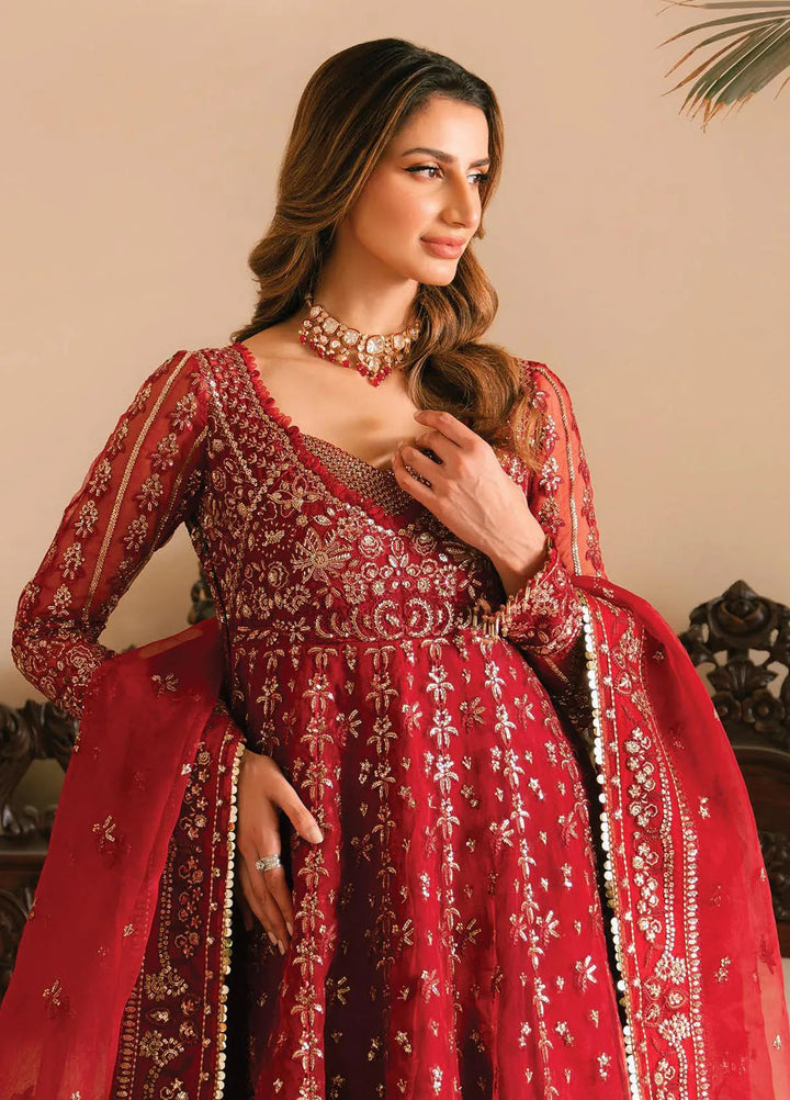 Solene By Ayzel Embroidered Organza Suit Unstitched 3 Piece AAF24SF D-04 Rose - Formal Collection