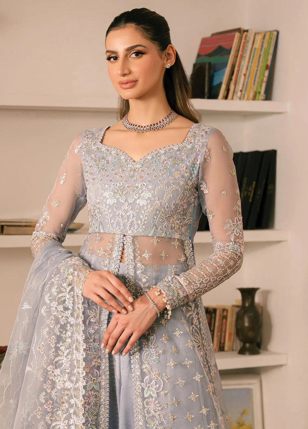 Solene By Ayzel Embroidered Organza Suit Unstitched 3 Piece AAF24SF D-08 Hailey - Formal Collection