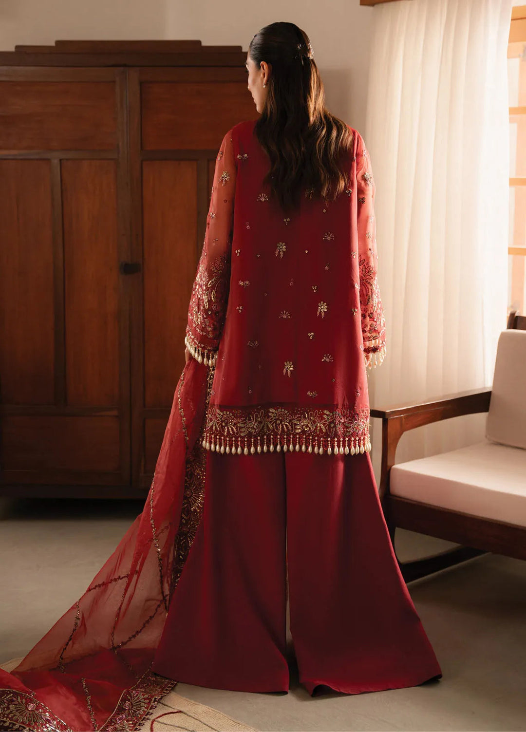 Solene By Ayzel Embroidered Organza Suit Unstitched 3 Piece AAF24SF D-09 Adva - Formal Collection