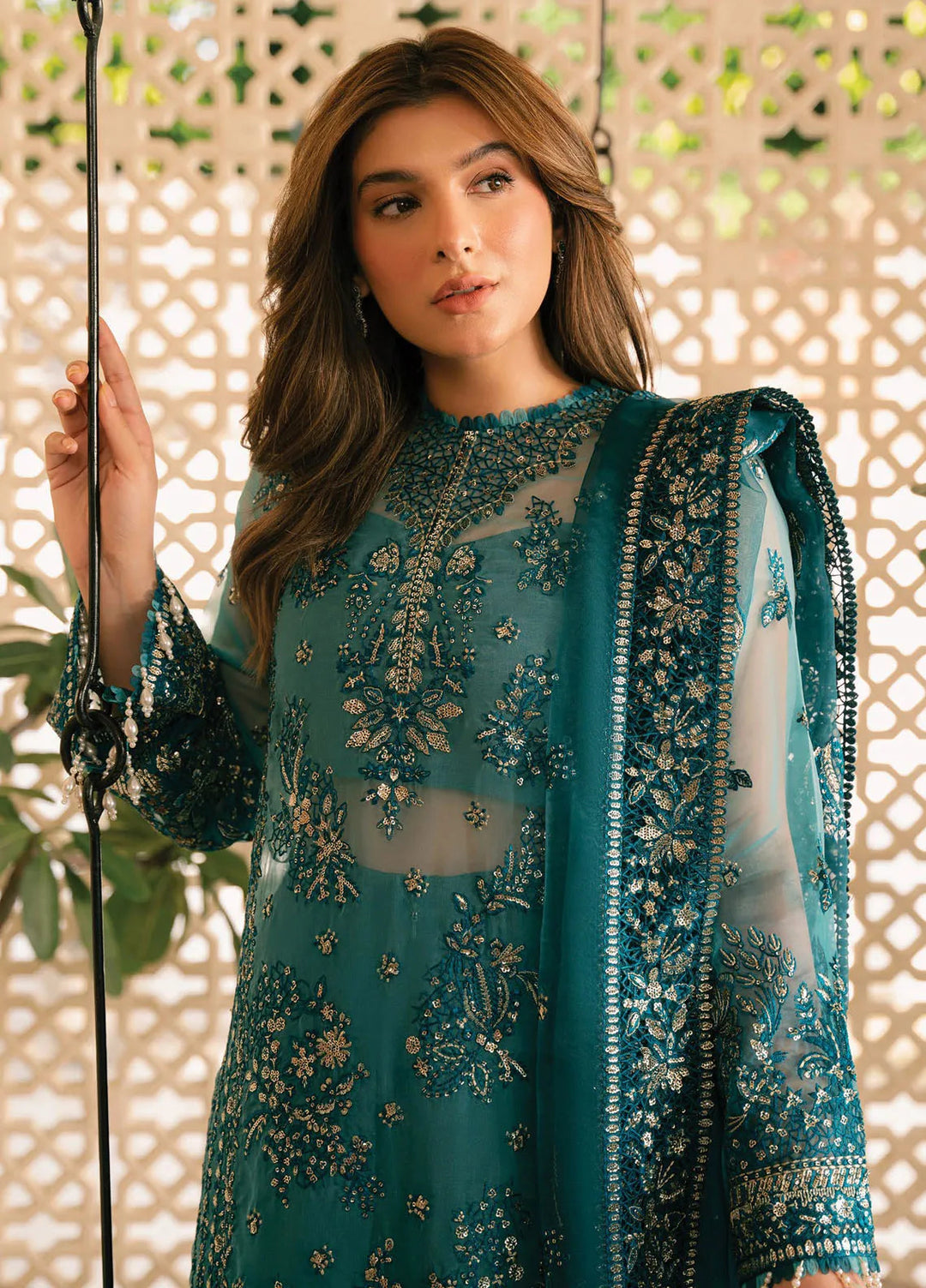 Solene By Ayzel Embroidered Organza Suit Unstitched 3 Piece AAF24SF D-10 Lila - Formal Collection