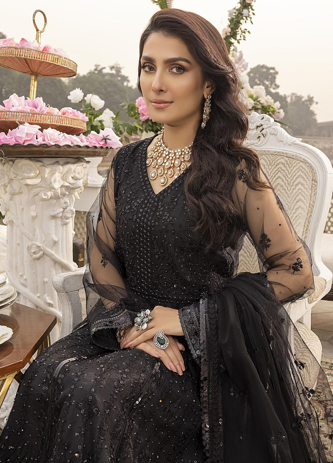 Sonia Umer by Shahzeb Textiles Embroidered Net Suits Unstitched 3 Piece ST22SU Black Divine - Wedding Collection