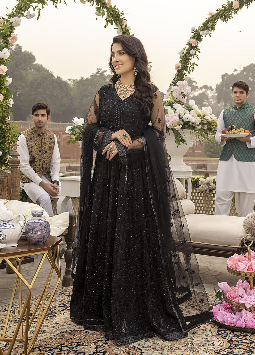 Sonia Umer by Shahzeb Textiles Embroidered Net Suits Unstitched 3 Piece ST22SU Black Divine - Wedding Collection