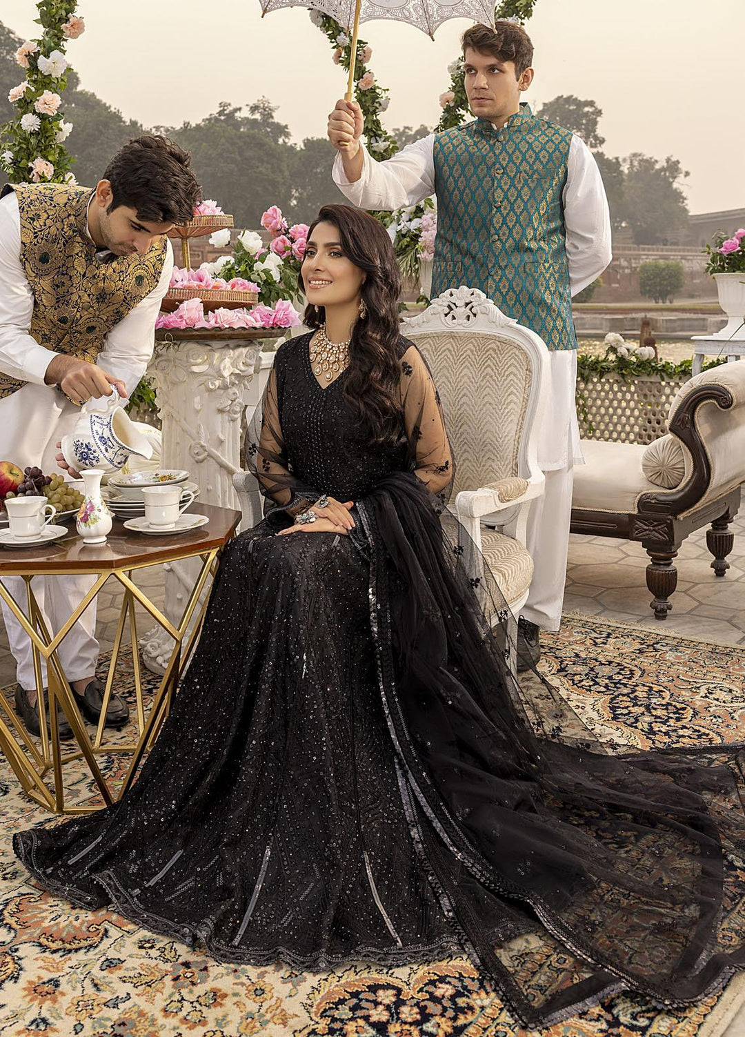 Sonia Umer by Shahzeb Textiles Embroidered Net Suits Unstitched 3 Piece ST22SU Black Divine - Wedding Collection