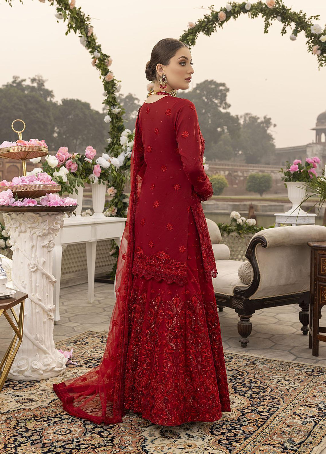 Sonia Umer by Shahzeb Textiles Embroidered Net Suits Unstitched 3 Piece ST22SU Royal Red - Wedding Collection
