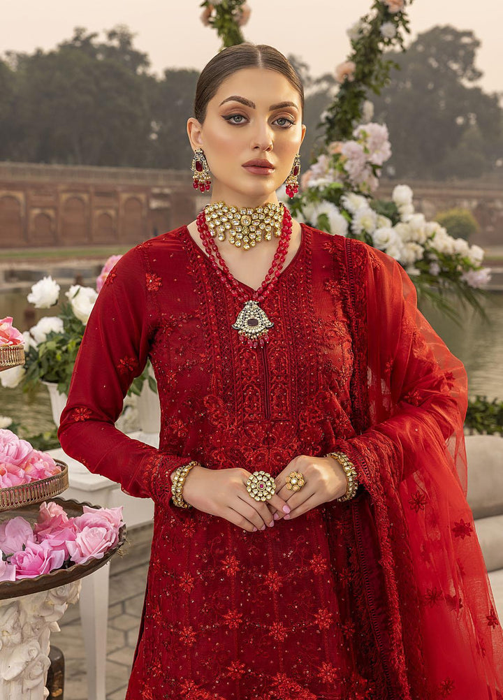 Sonia Umer by Shahzeb Textiles Embroidered Net Suits Unstitched 3 Piece ST22SU Royal Red - Wedding Collection