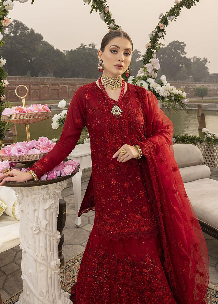 Sonia Umer by Shahzeb Textiles Embroidered Net Suits Unstitched 3 Piece ST22SU Royal Red - Wedding Collection