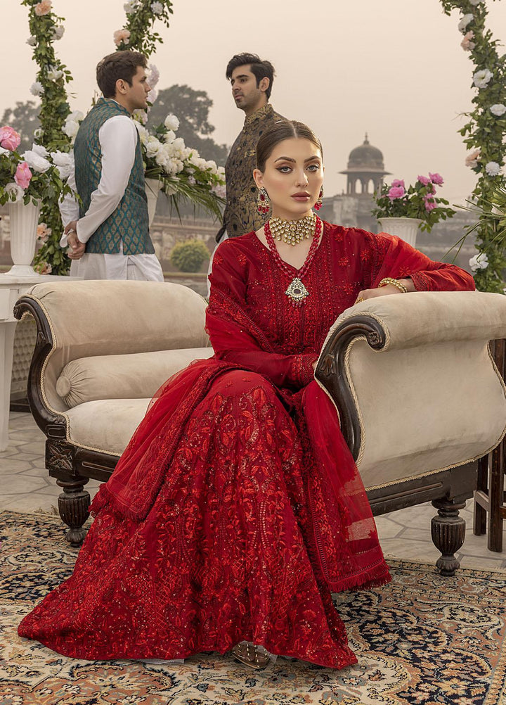 Sonia Umer by Shahzeb Textiles Embroidered Net Suits Unstitched 3 Piece ST22SU Royal Red - Wedding Collection
