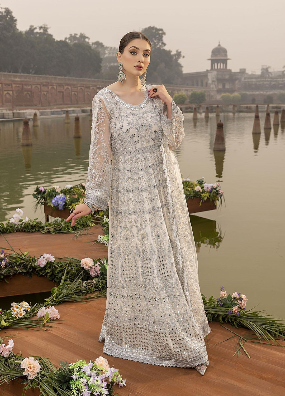 Sonia Umer by Shahzeb Textiles Embroidered Net Suits Unstitched 3 Piece ST22SU Silver Heaven - Wedding Collection