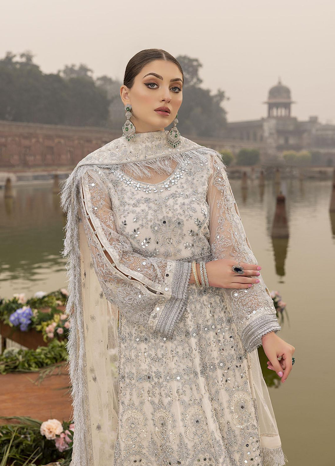 Sonia Umer by Shahzeb Textiles Embroidered Net Suits Unstitched 3 Piece ST22SU Silver Heaven - Wedding Collection