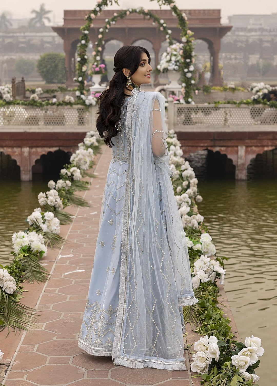 Sonia Umer by Shahzeb Textiles Embroidered Net Suits Unstitched 3 Piece ST22SU Vintage Light Blue - Wedding Collection