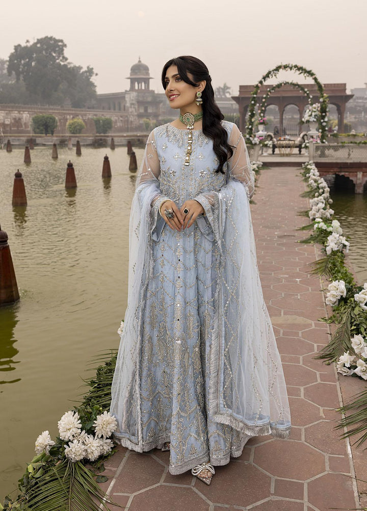 Sonia Umer by Shahzeb Textiles Embroidered Net Suits Unstitched 3 Piece ST22SU Vintage Light Blue - Wedding Collection