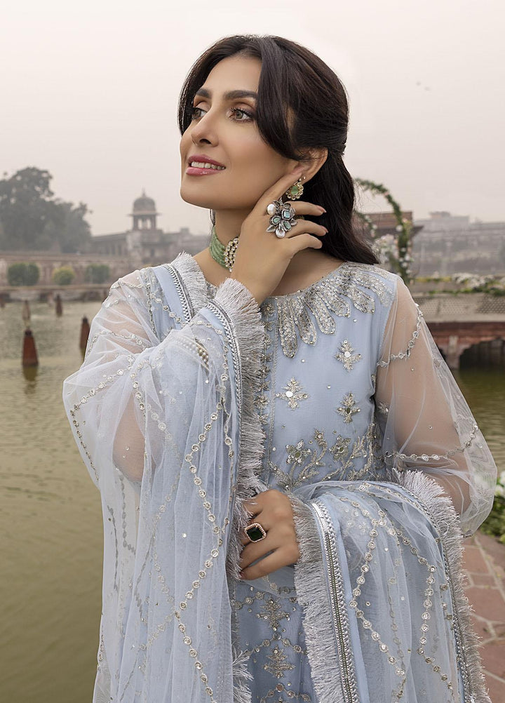 Sonia Umer by Shahzeb Textiles Embroidered Net Suits Unstitched 3 Piece ST22SU Vintage Light Blue - Wedding Collection