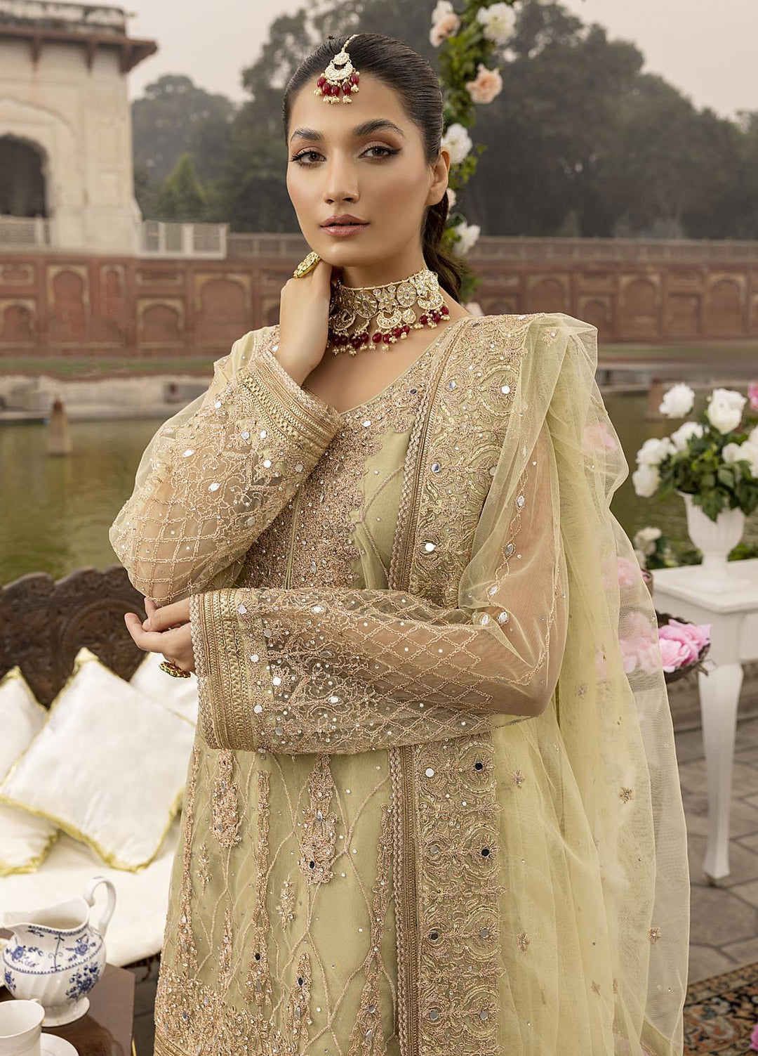 Sonia Umer by Shahzeb Textiles Embroidered Net Suits Unstitched 3 Piece ST22SU Minty Green - Wedding Collection