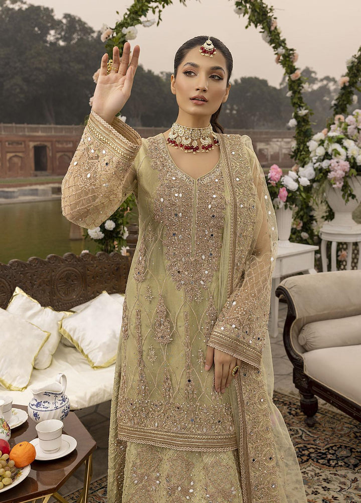 Sonia Umer by Shahzeb Textiles Embroidered Net Suits Unstitched 3 Piece ST22SU Minty Green - Wedding Collection