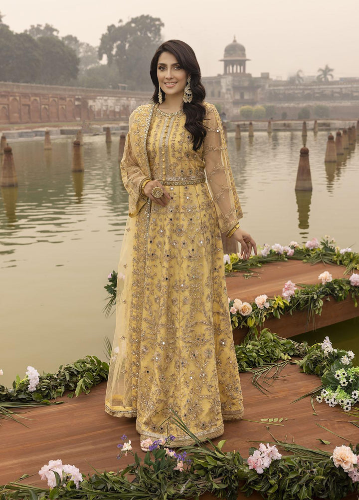 Sonia Umer by Shahzeb Textiles Embroidered Net Suits Unstitched 3 Piece ST22SU Splendour Yellow - Wedding Collection